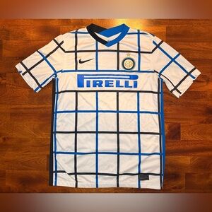 Nike Inter Milan White Blue Checkered Soccer Jersey Mens Large